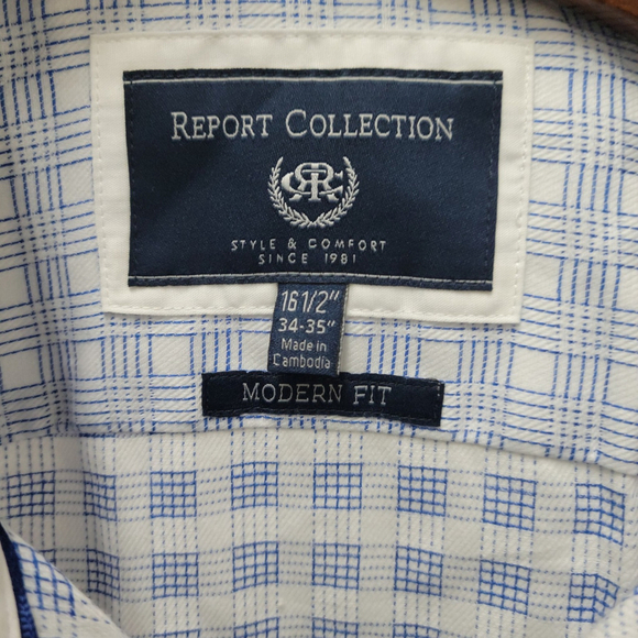 Report Collection Modern Fit Dress Shirt Men's 16.5 34/35 Excellent Condition - Picture 6 of 6